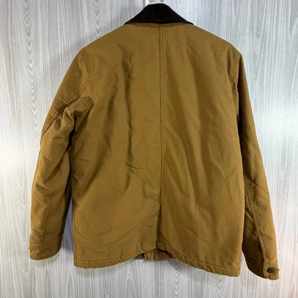 Old Navy Flannel Lined Canvas Barn Chore Jacket Workwear Coat Tan Corduroy Sz XS - Picture 2 of 8